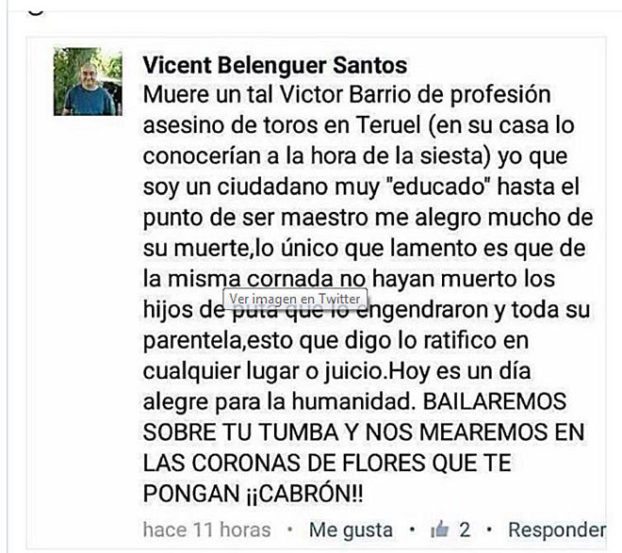 Vicent Belenguer Santos sobre Victor Barrio